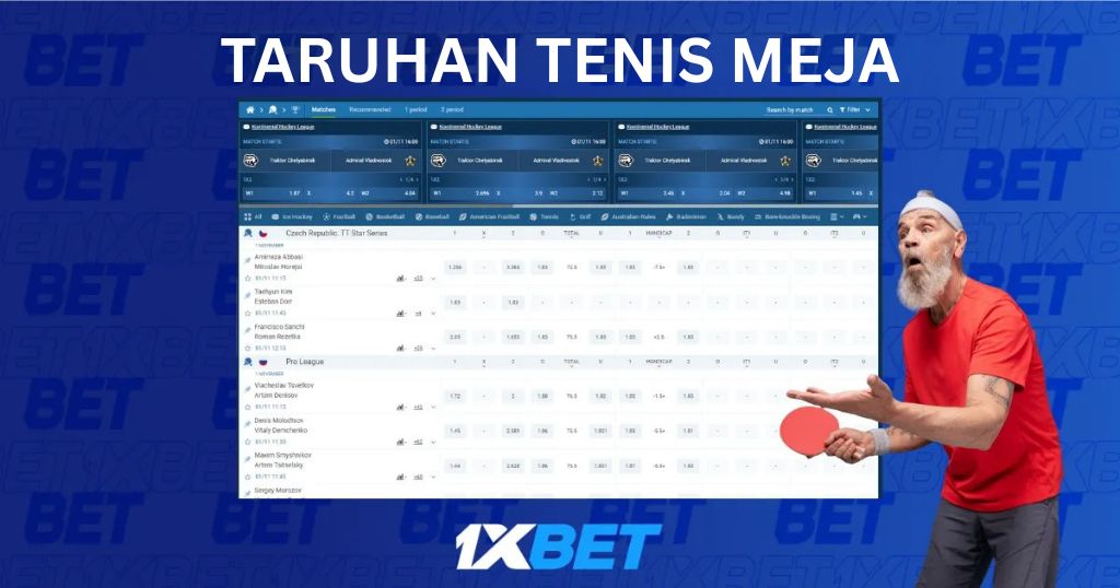 Bertaruh pada Tenis Meja di 1xBet Indonesia